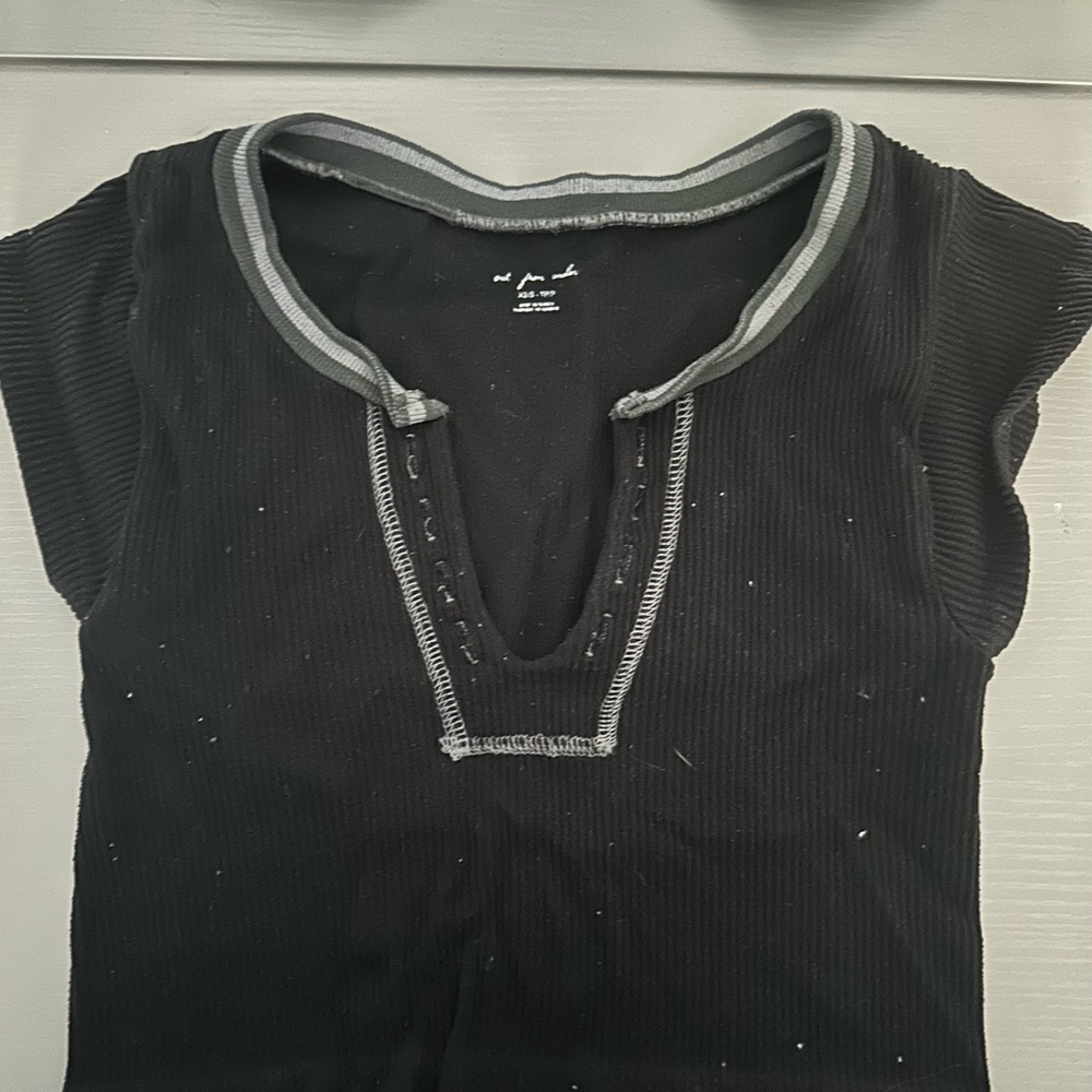 Urban Outfitters Black Ribbed Short Sleeve Top